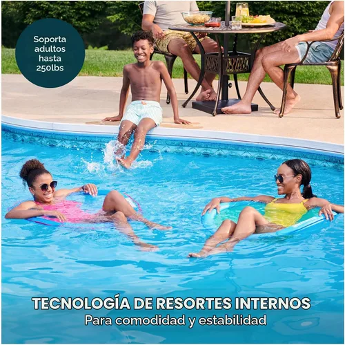 Vista 4 de SwimWays Spring Float Premium Papasan Pool Lounger with Breathable Mesh Seat, Inflatable Pool Floats for Adults with Fast Inflation, for Ages 15 & Up