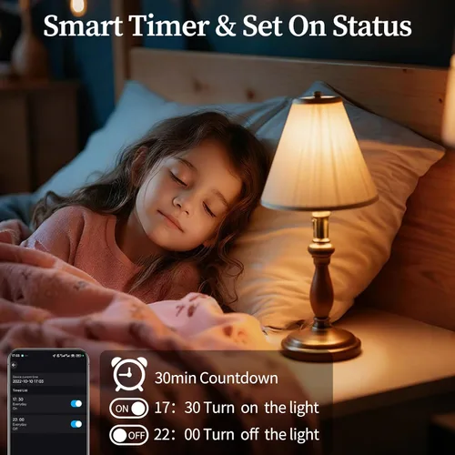 Vista 5 de Bombillas LED inteligentes Meliya, cambio de color regulable y temporización, WiFi y Bluetooth inteligentes, compatibles con Alexa y Google