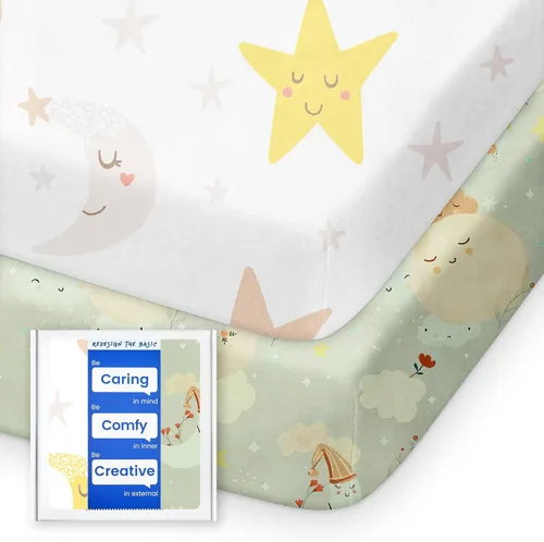 Vista 20 de Sábanas suaves para cuna de niño de alta calidad, sábana bajera para cuna ultra transpirable, sábanas súper elásticas de 28 x 52 x 9 pulgadas