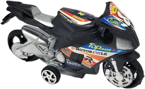 Vista 5 de AMERICAN WIT Paquete de 12 motos de tracción (4,25 pulgadas) 12 bicicletas, varios colores: rojo, negro y azul. Plástico