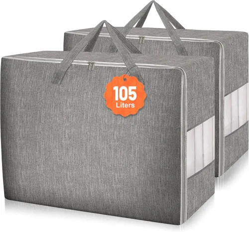 Vista 13 de Bolsas de almacenamiento para edredón Karceyworth, bolsas de almacenamiento extra grandes para ropa de cama con ventana transparente, asas