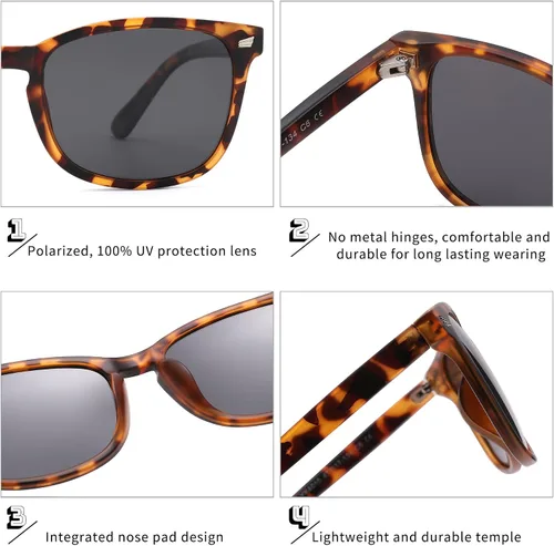 Vista 4 de COASION Lentes de sol polarizados para niños, protección UV 400, para niñas y niños, estilo retro clásico, para niños de 3 a 12 años