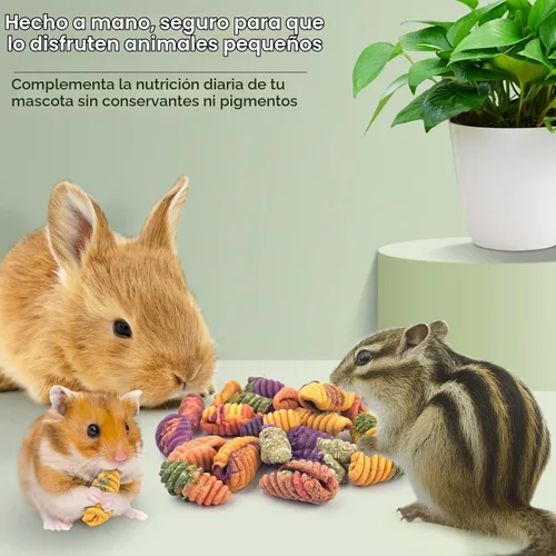 Vista 3 de ERKOON Golosinas de chinchilla, juguetes masticables para dientes para conejo, cobaya, jerbo, rata, hámster enano (tamaño pequeño)