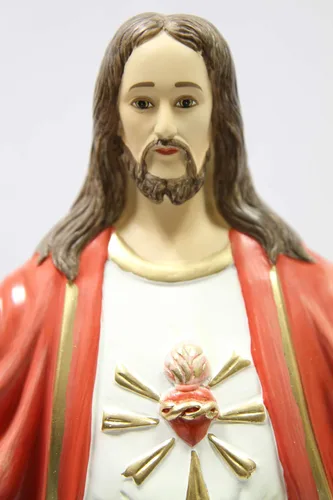 Vista 5 de Figura de escultura de estatua italiana de 24 pulgadas, bendición del corazón sagrado de Jesucristo, hecha en Italia