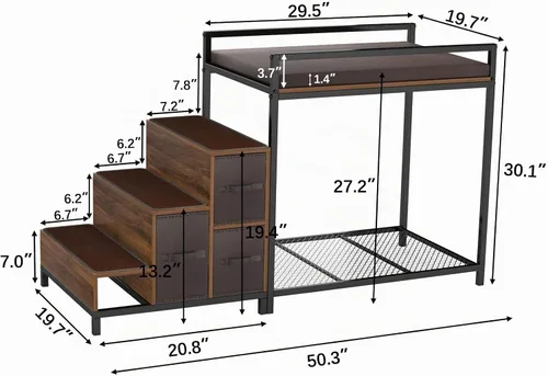Vista 4 de GDLF Literas con ventana para perros, cama elevada para perros, plataforma de varios niveles con tapicería de espuma, almohadilla antideslizante