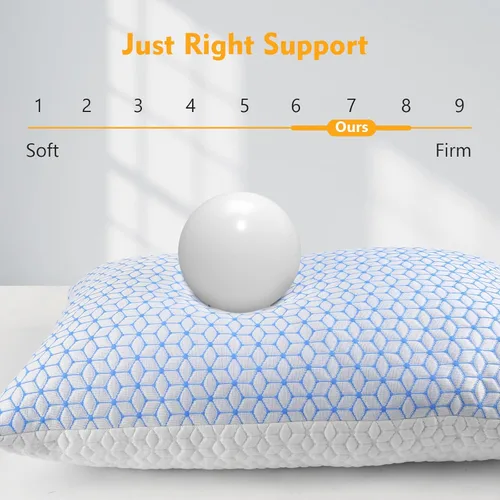 Vista 5 de Love Attitude Almohada de cama tamaño King, 1 unidad, almohada de espuma viscoelástica triturada ajustable, almohada refrescante suave y de apoyo