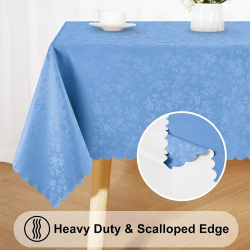 Vista 4 de Smiry Mantel cuadrado, mantel de vinilo resistente al agua, lavable, para cocina y comedor (azul bebé, 54 x 54 pulgadas)