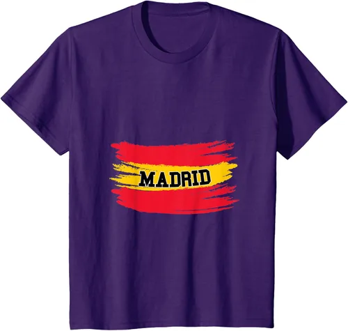 Vista 14 de Camiseta familiar de España Madrid con bandera española envejecida, Negro