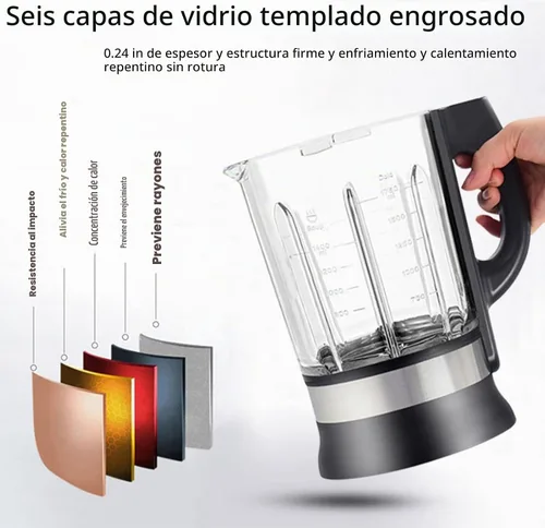 Vista 4 de Batidora de alimentos para encimera, máquina de sopa caliente, procesador de alimentos de cocina de alta velocidad con 9 programas de un toque