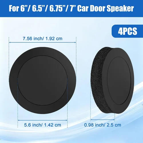 Vista 2 de Potenciador de altavoz de espuma de 6.5 pulgadas, 4 anillos rápidos de altavoz autoadhesivo, kit universal de bloqueo de graves de esponja de alto
