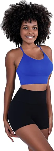 Vista 3 de Sykooria - Sostén deportivo con tirantes para mujer, espalda cruzada sexi, para yoga, correr, atletismo, gimnasio, entrenamiento, camiseta sin