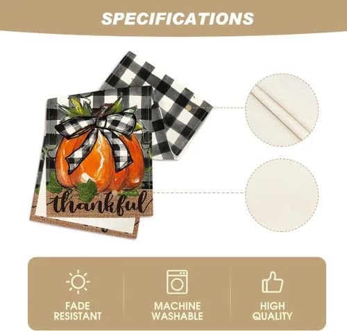 Vista 5 de Artoid Mode Camino de mesa de otoño agradecido con lazo, diseño de calabaza, Acción de Gracias, cocina, comedor, decoración para el hogar, fiesta
