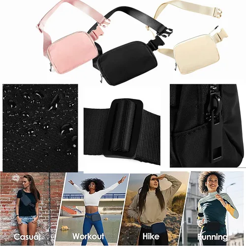 Vista 5 de Riñonera unisex de moda en todas partes con longitud ajustable para mujer, Negro, s