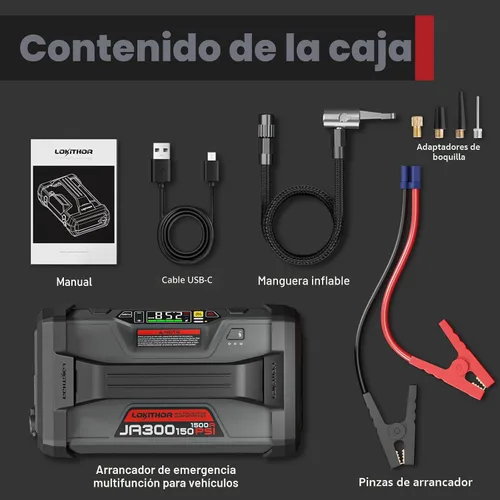 Vista 8 de LOKITHOR JA300 1500A arrancador portátil con compresor de aire de 150 PSI