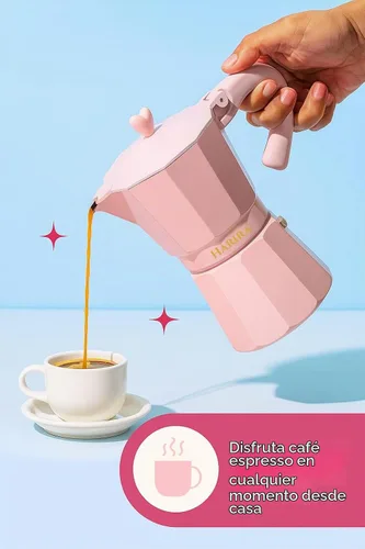 Vista 3 de HARIRA Cafetera de 9 tazas de café de estilo italiano y cubano, cafetera de aluminio duradera con mango ergonómico, rica infusión aromática