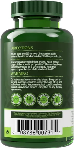 Vista 3 de Earth's Creation Anamu 1250mg 100% cultivado orgánicamente - 100 Cápsulas