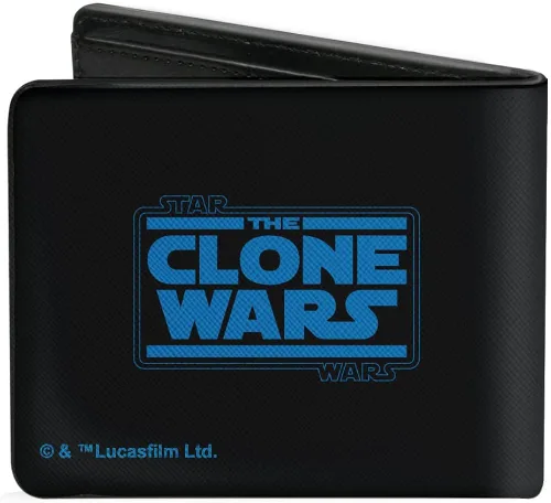 Vista 2 de Cartera de poliuretano con logo de Star Wars The Clone Wars Rex Pose negro y azul
