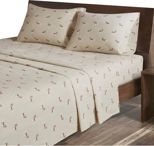 Vista 31 de Woolrich - Juego de sábanas de algodón con estampado de dijes de cabaña, sábanas de franela 100% algodón, juego de ropa de cama cálido y mullido