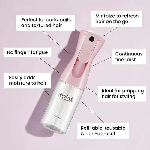 Vista 5 de Tangle Teezer Ultimate Detangler cepillo y botella de spray continuo de niebla fina de tamaño viaje, para todo tipo de cabello, rosa milenario