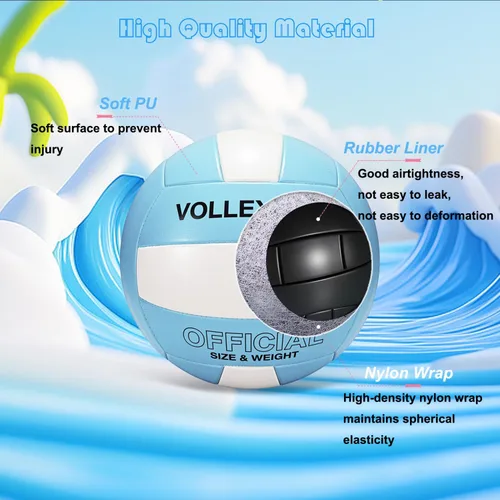 Vista 5 de Voleibol Tamaño Oficial 5 para Interior y Exterior, Voleibols de Toque Suave para Adultos, Juego de Playa, Piscina, Gimnasio, Entrenamiento, Diseño