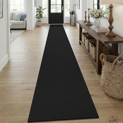 Vista 164 de KOZYFLY - Tapete para puerta de interior, lavable, pequeña, antideslizante, con respaldo de goma, felpudo de algodón para el hogar, color negro