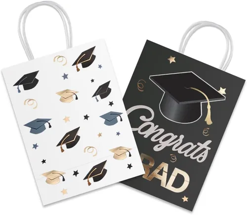 Vista 2 de 12 bolsas de regalo para graduados, regalos de fiesta de graduación, bolsas de envoltura para decoración de suministros de fiesta temática