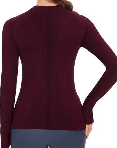 Vista 2 de Stelle Camisetas de entrenamiento para mujer, sin costuras, de manga larga, con agujeros para el pulgar para deportes, correr, atléticas, ajustadas