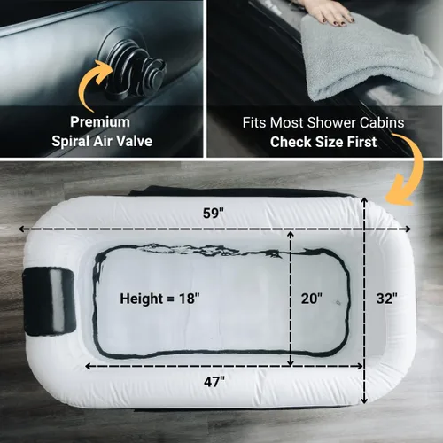 Vista 5 de Alaskey® – Tina portátil inflable para baño de hielo o baños calientes Tina plegable y autosustentable de recuperación para adultos Duradera