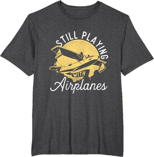 Vista 20 de Still Playing With Airplanes - Camiseta de control remoto RC Avión Piloto, Negro
