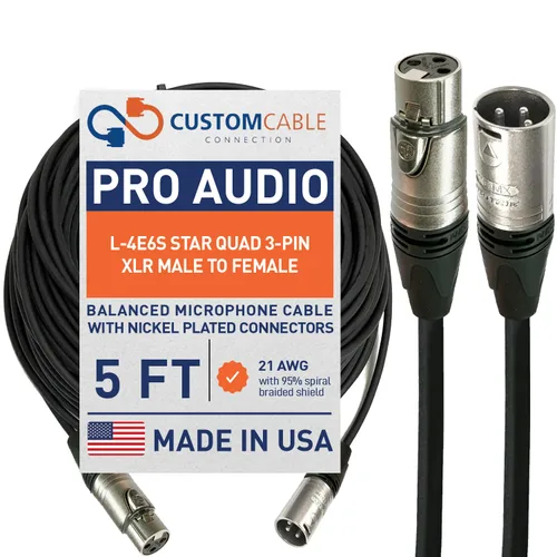 Vista 31 de Custom Cable Connection Canare L-4E6S Star Quad XLR macho de 3 pines XLR macho a 1/4" (6.35mm) TRS cable de micrófono/audio equilibrado