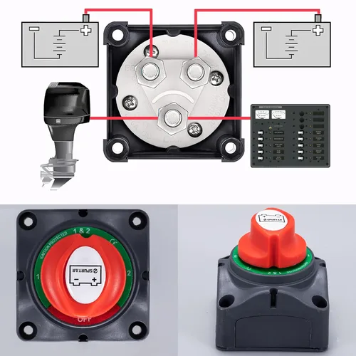 Vista 5 de Spurtar Interruptor de desconexión de batería de automóvil, 12 V, 24 V, 48 V, 1-2 ambas apagadas, interruptor de apagado de batería, apagado