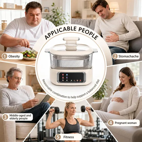 Vista 5 de Arrocera baja en azúcar 4L – Cocina multifuncional de arroz baja en carbohidratos r con cesta de elevación automática, preajuste y temporizador