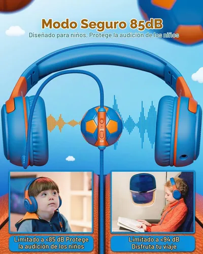 Vista 2 de awatrue AT2 2 auriculares para niños para viajes escolares, volumen seguro Paquete de 2 piezas