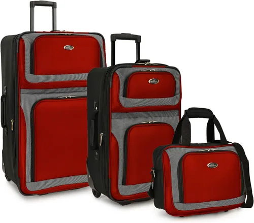 Vista 15 de U.S. Traveler New Yorker - Equipaje ligero expandible con ruedas, color negro, juego de 3 piezas