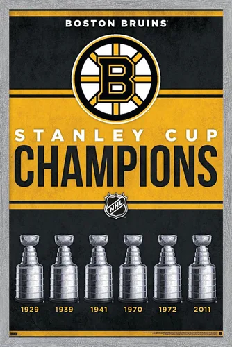 Vista 12 de Trends International NHL Boston Bruins - Champions 23 Wall Poster, 22.4L x 14.7W, Barnwood Framed Version
