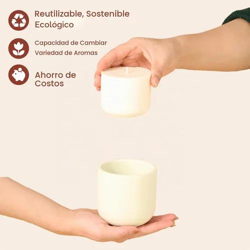 Vista 5 de BOOWAN NICOLE Vasos de vela redondos con molde de silicona de tapa, repuesto de 3.5 onzas, molde de tarro para cemento de hormigón Jesmonite