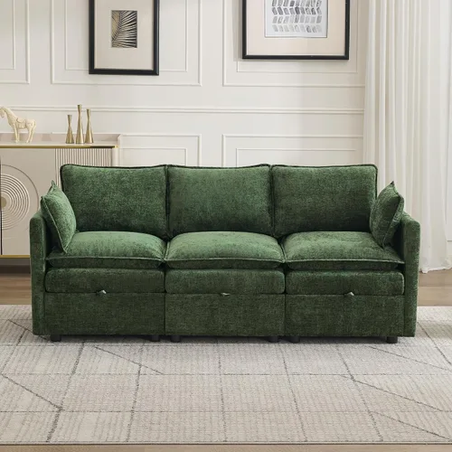 Vista 100 de Otomana cuadrada grande de 27 pulgadas con almacenamiento, reposapiés tapizado moderno con patas antideslizantes para sofá, mesa de café, sala