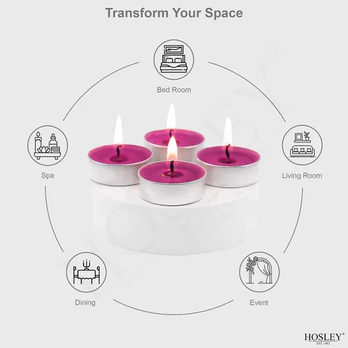 Vista 3 de Hosley Paquete de 120 velas aromáticas de cereza negra, velas de té a granel altamente fragantes para decoración del hogar, velas rojas pequeñas