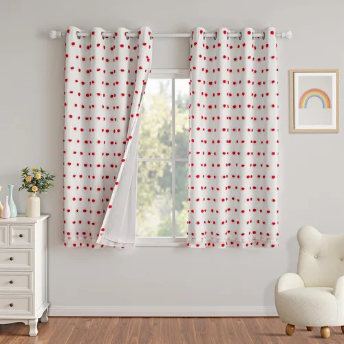 Vista 22 de MYSKY HOME - Cortinas opacas rosadas para dormitorio de niñas de 54 pulgadas de largo, cortinas cortas para tratamiento de ventanas, 100% cortinas