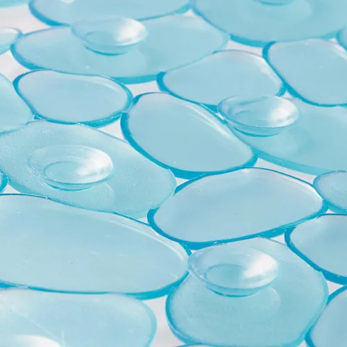 Vista 4 de Alfombrilla de baño, succión antideslizante para ducha InterDesign Pebblz, Vinilo, Azul, 0 Para la ducha, para la bañera, para el establo