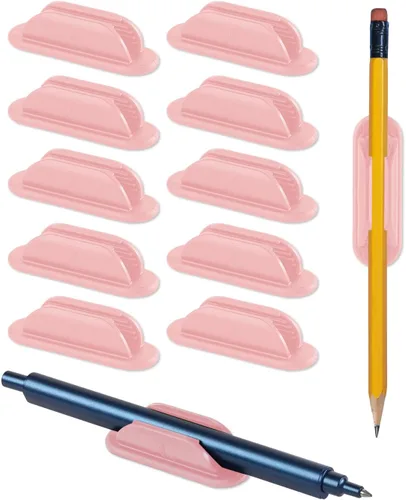 Vista 11 de Tiizze Juego de 10 portalápices adhesivos para escritorio - Soporte de silicona para bolígrafos con 15 piezas de almohadillas adhesivas mejoradas