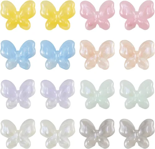 Vista 12 de FASHEWELRY 200 cuentas de oso de acrílico transparente, color mixto, cuentas espaciadoras de oso de gomitas, mini osos lindos granos sueltos a
