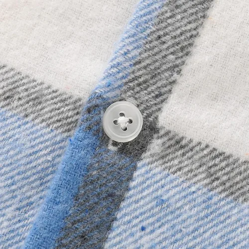 Vista 6 de Camisa de manga larga, con botones, a cuadros, franela roja, para recién nacido hasta los 6 años, unisex