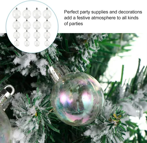 Vista 2 de 18 bolas de adornos iridiscentes, adornos colgantes transparentes de Navidad para fiestas de Navidad, cumpleaños, decoración de boda