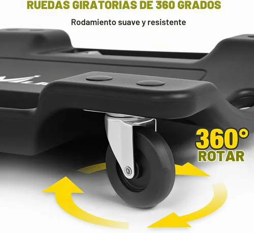 Vista 3 de Nilight Camilla mecánica de plástico de 40 pulgadas - Carrito de garaje rodante moldeado por soplado de 40 pulgadas con reposacabezas acolchado
