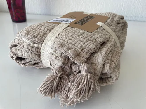 Vista 9 de DEKADRON Manta de muselina 100% algodón, colcha de 4 capas, suave muselina de algodón turco, colcha reversible, visón