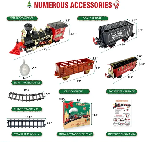Vista 2 de OCHIDO Conjunto de Trenes - Conjuntos de Trenes de Navidad para Debajo del Árbol, Juguete de Tren Eléctrico de Regalo para Niños y Niñas, con Kits