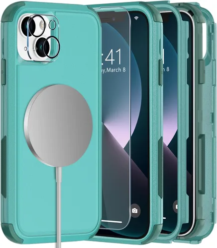 Vista 29 de Diverbox - Funda para iPhone 13 a prueba de golpes, caídas y polvo, funda de protección resistente para iPhone 13 de Apple, color negro