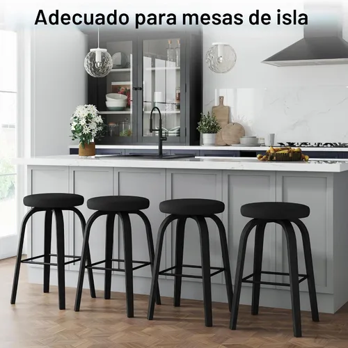 Vista 3 de Juego de 2 taburetes de bar, taburetes de bar sin respaldo de altura de mostrador, taburetes de bar giratorios de 30 pulgadas, silla de cocina