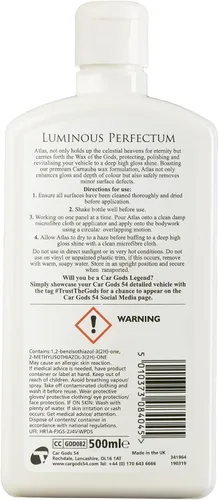 Vista 2 de Car Gods Wax of the Gods Ultimum Perfectum, 17 Onzas Líquidas - Cera de Carnauba para Vehículos de Alto Brillo Elimina Defectos Menores